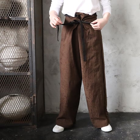 .less jacquard wrap pants (brown)