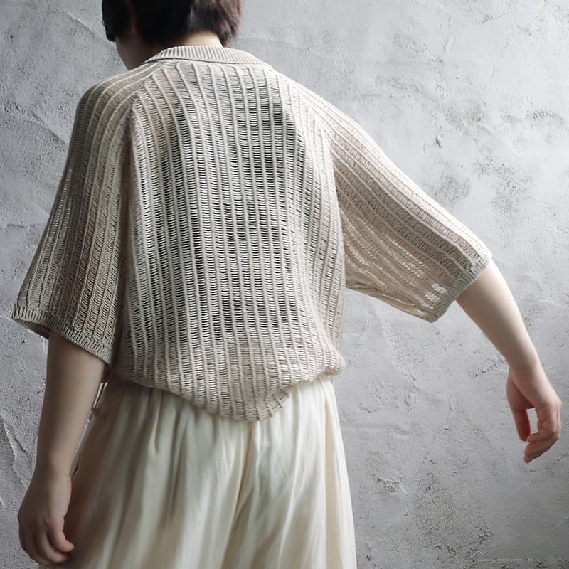 ànuke mesh polo knit (natural) | nii-B | WEBSHOP