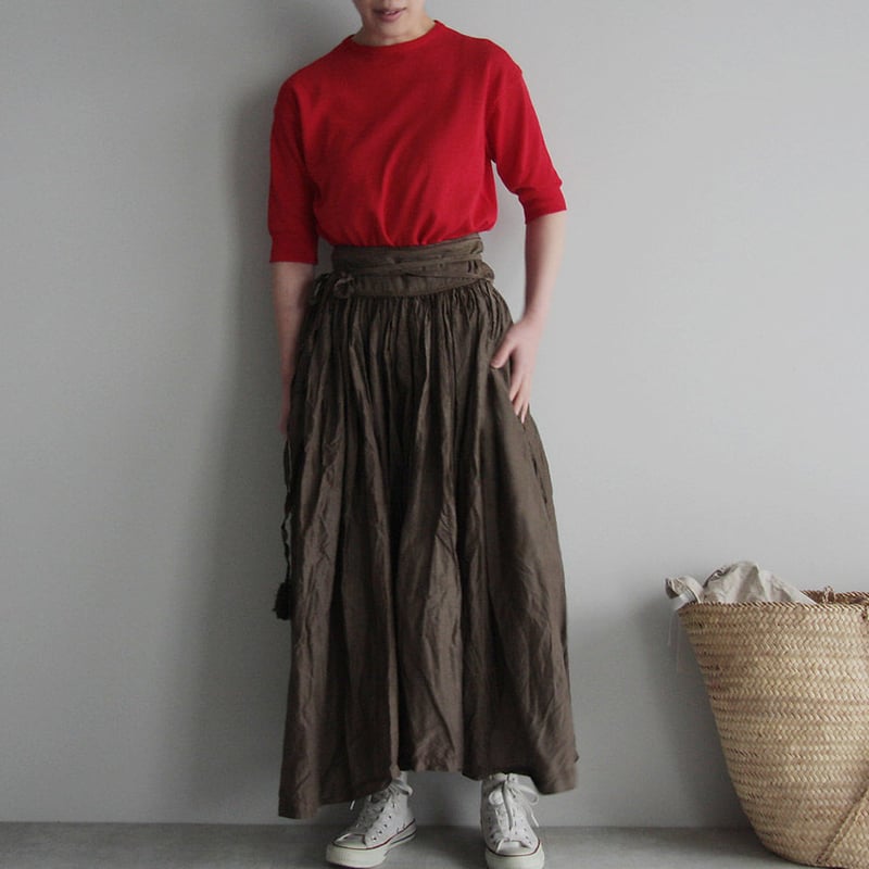 タブリク天然染めギャザースカート Tabrik gathered skirt (doro-zome) | nii-B | WEB