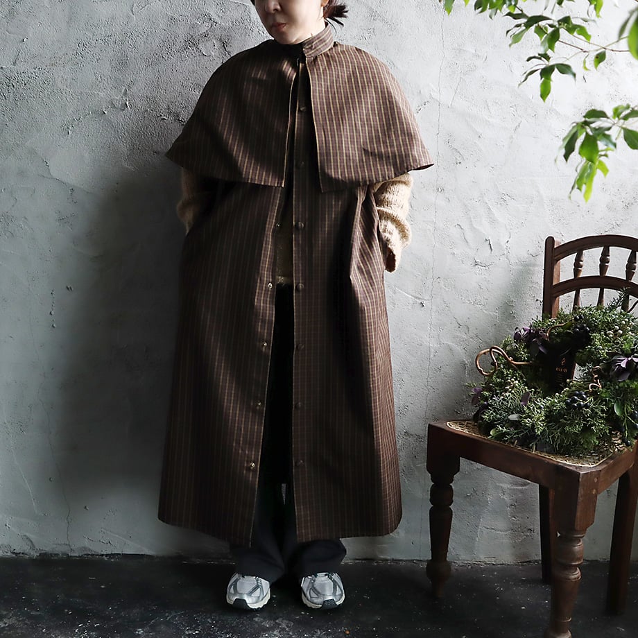 R&D.M.Co- ROBINSON'S check cape coat (dark brow...