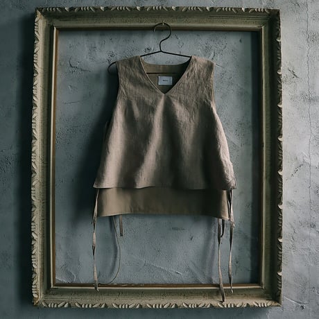 NOTA lace-up gillet (linen-stripe)