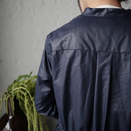 R&D.M.Co- thin cloth front open dress (navy)