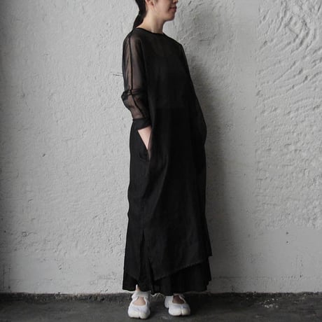 Tabrik  cotton silk onepiece (black)