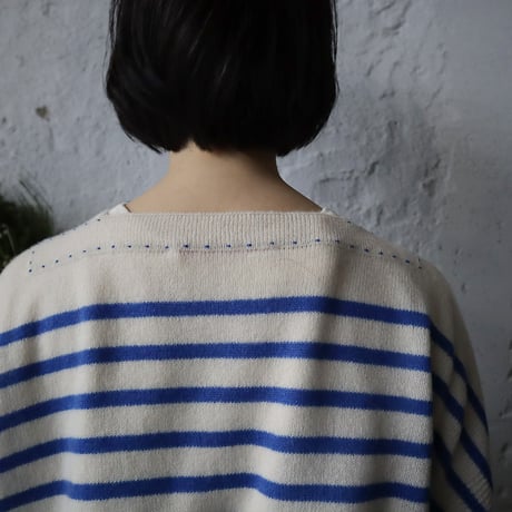 TOWAVASE Basque pullover (ivory x blue)