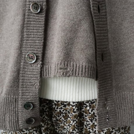 RYU KAGA damaged knit caradigan (charcoal)