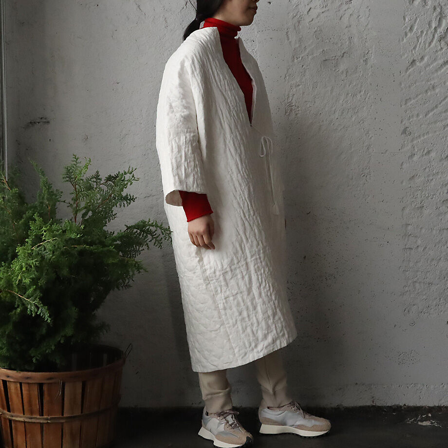 TOWAVASE linen quilt robe (white) | nii-B | WE