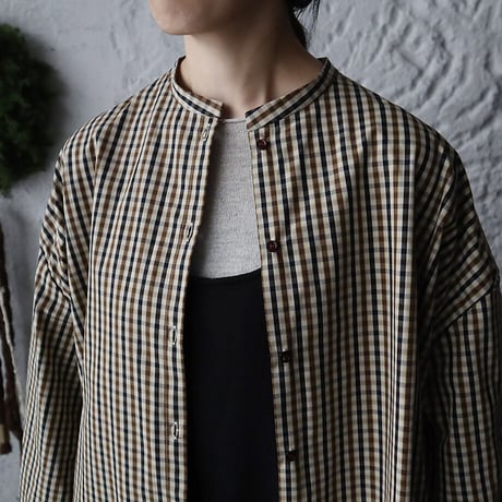 R&D.M.Co- ROBINSON'S check gather sleeve dress (brown)