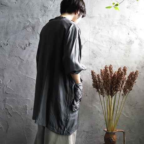 TOWAVASE Volant silk short robe (dark gray)