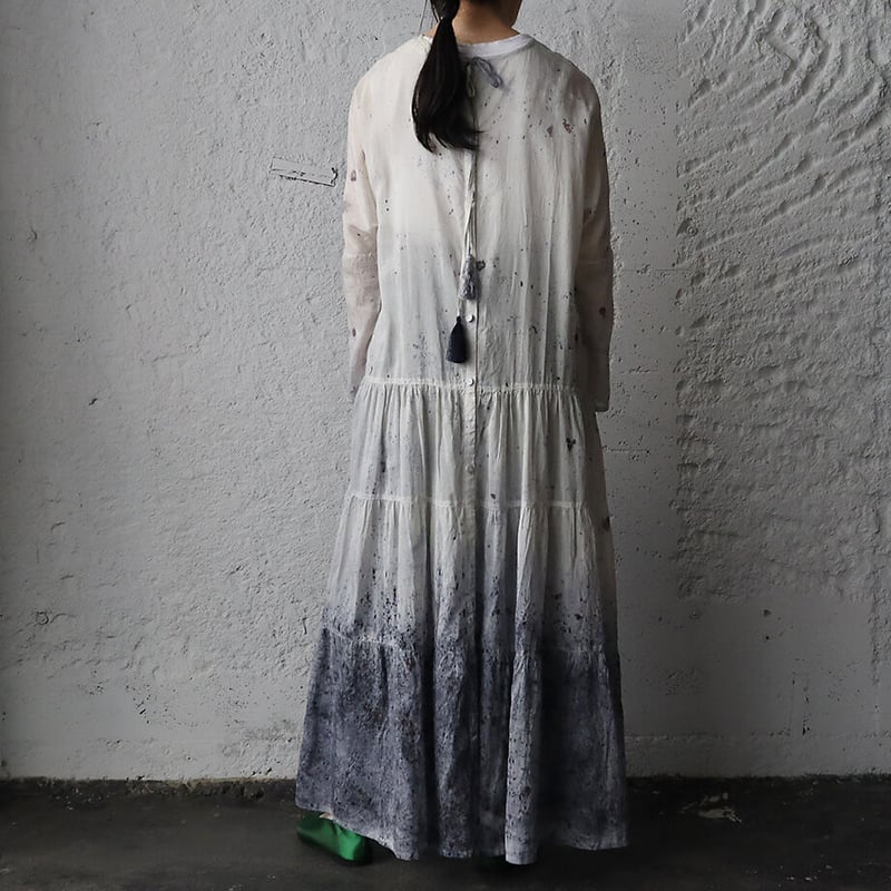 Tabrik cotton silk tiered dress (logewood) | ni