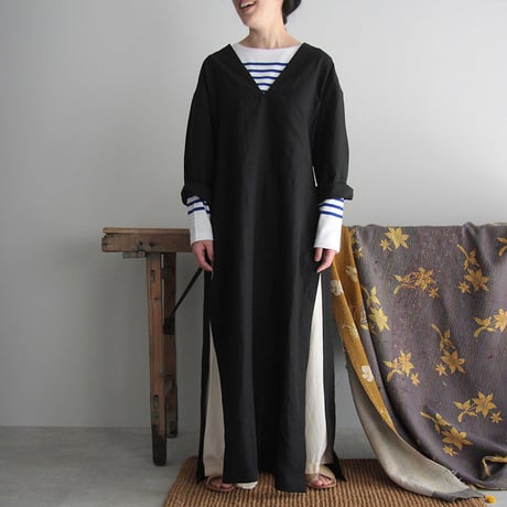 COUNTERPOINT linen dress (black)