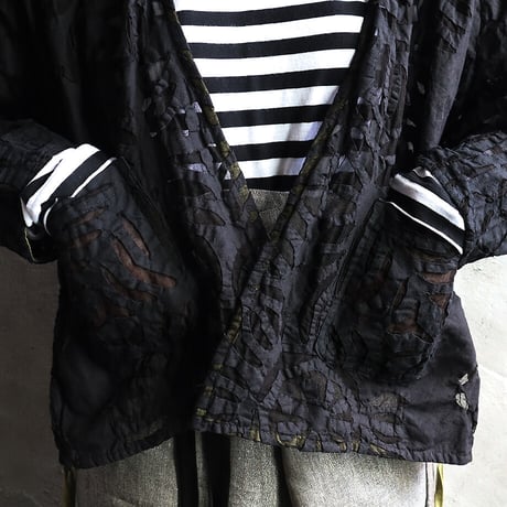 saruche hand cutwork short jacket (black)