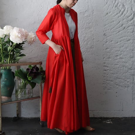 Tabrik cotton silk gather dress (red)