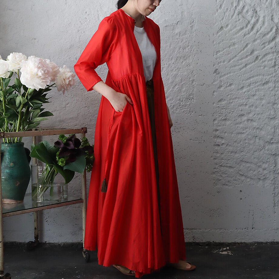 Martine SITBOM シルクドレス 訳あり タグ付き Tabrik cotton silk gather dress (red) | nii-B |