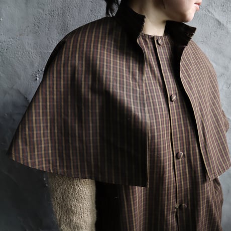 R&D.M.Co- ROBINSON'S check cape coat (dark brown)