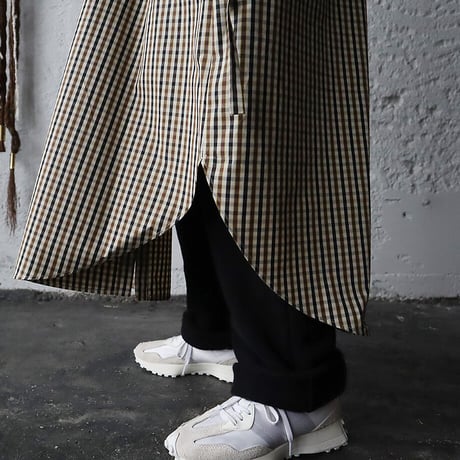 R&D.M.Co- ROBINSON'S check gather sleeve dress (brown)
