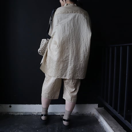 R&D.M.Co- stripe silk stand collar shirt (beige)