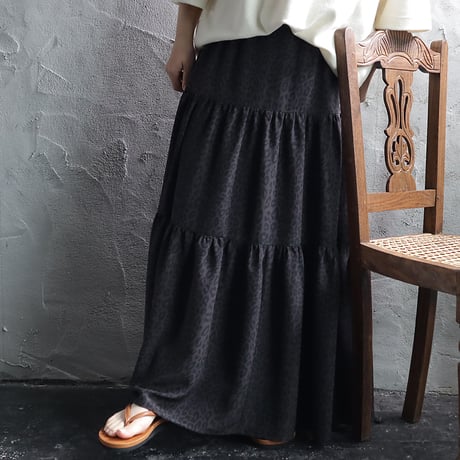 .less leopard tiered skirt
