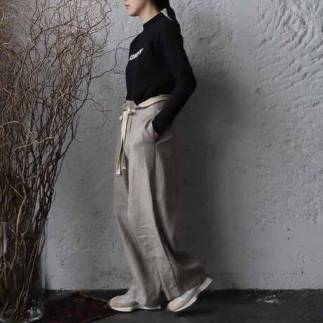 .less linen wrap pants (beige)