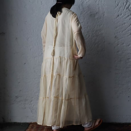 Tabrik vintage fabric tiered dress (beige)