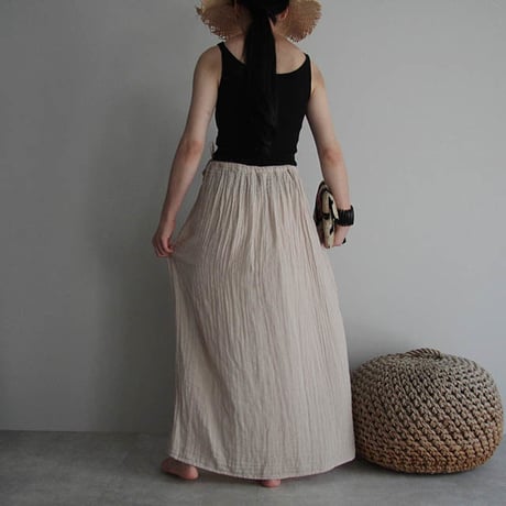 organic cotton long skirt beige