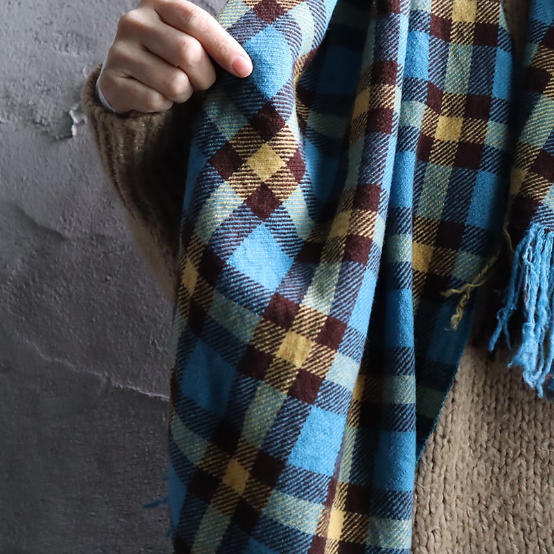 R&D.M.Co- wool blanket (yellow/peacock blue)