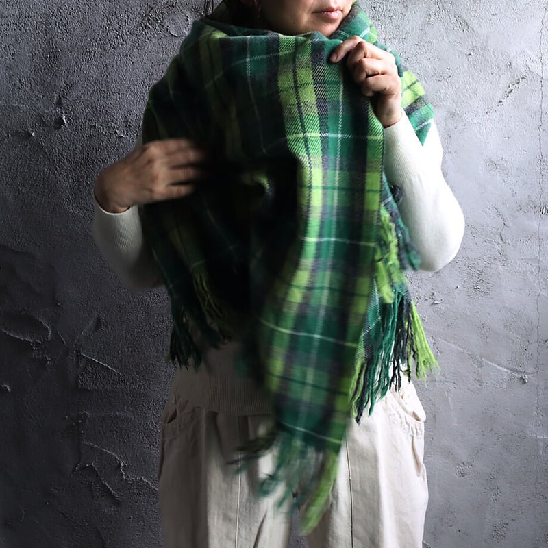 R&D.M.Co- オールドマンズテーラー ウールブランケット ダークグリーン R&D.M.Co- wool blanket (green mix check) | ni
