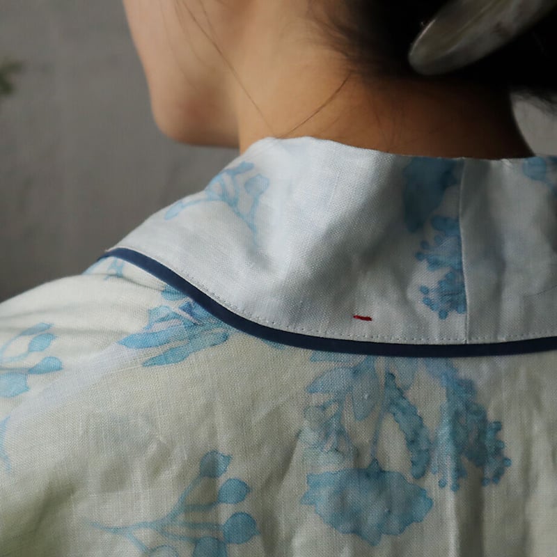 TOWAVASE Frais linen robe (blue) | nii-B | WEBSHOP