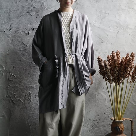 TOWAVASE Volant silk short robe (light gray)