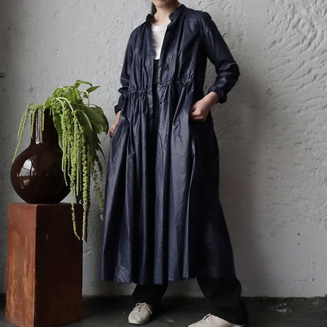 R&D.M.Co- thin cloth front open dress (navy)