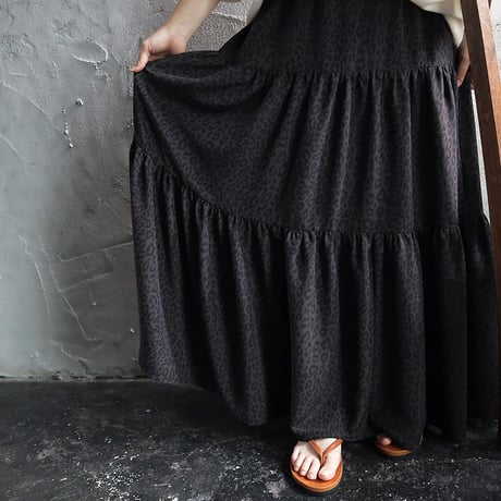 .less leopard tiered skirt