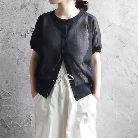 Le pivot ramie short cardigan(black)