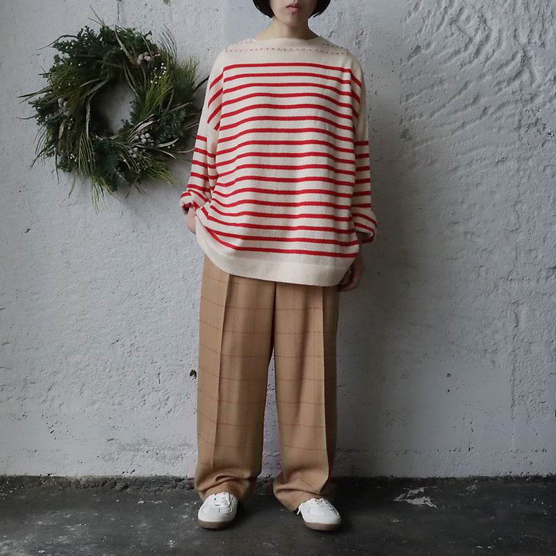 TOWAVASE Basque pullover (ivory x red) | nii-B