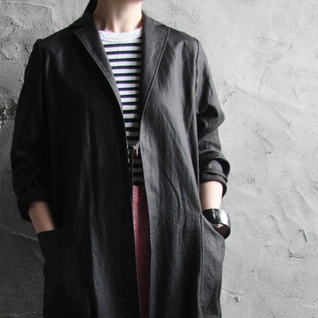 Tabrik coating linen coat black