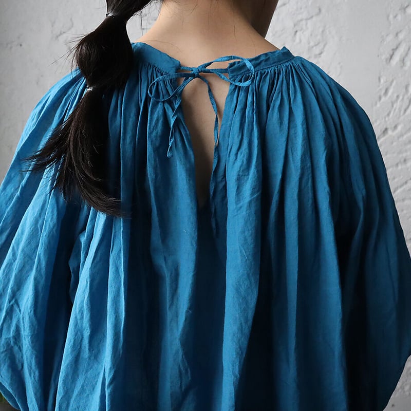 R&D.M.Co- khadi cotton gather smock (blue) | n
