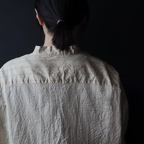 R&D.M.Co- stripe silk stand collar shirt (beige)