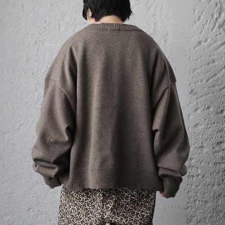 RYU KAGA damaged knit caradigan (charcoal)