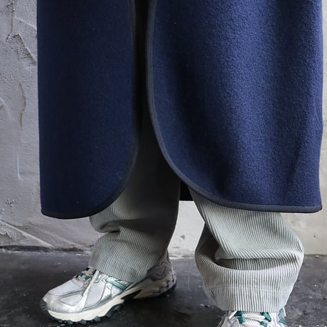 2B wool long gilet (navy)