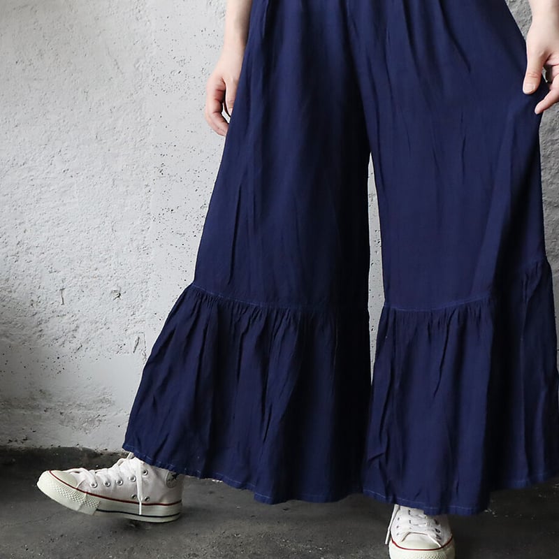 Tabrik gather pants (hon-aizome) | nii-B | WEBSHOP