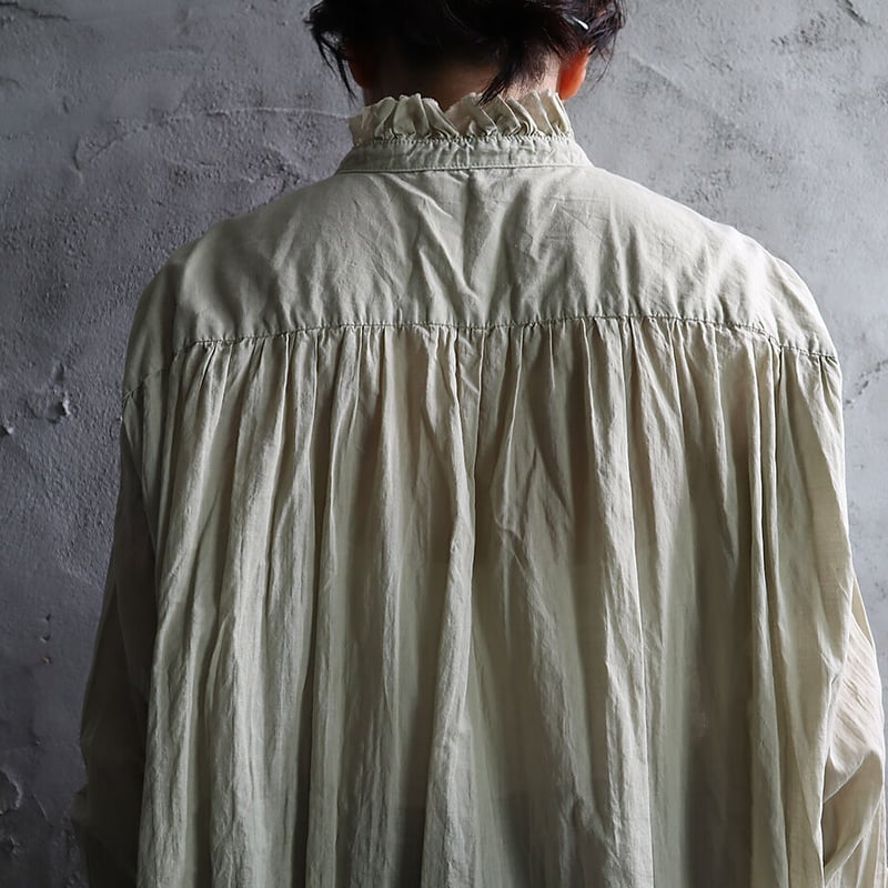 R&D.M.Co- GARMENT DYE frill collar long shirt (