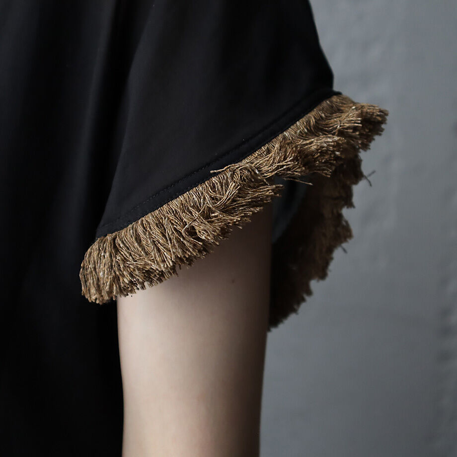 新品タブリクTabrikフリンジドレスfringe dress黒コットンシルク Tabrik fringe dress (black) | nii-B | WEBSHOP