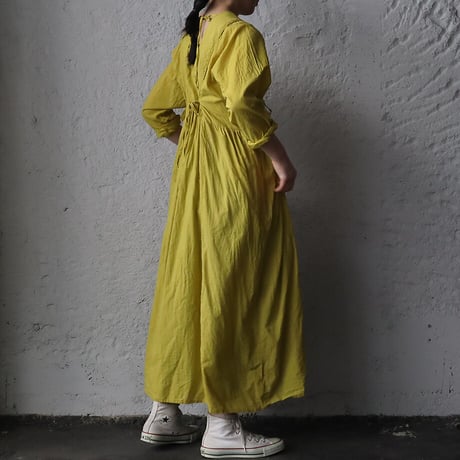saruche v-button cotton dress (yellow)