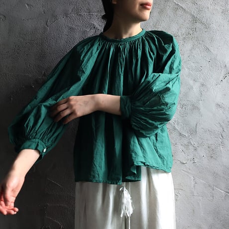 R&D.M.Co- khadi cotton  gather smock (green)