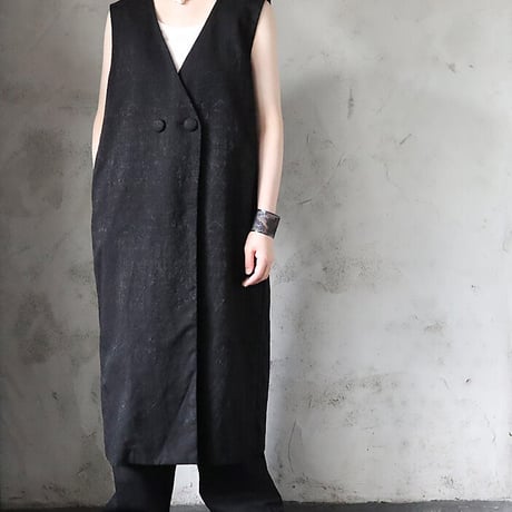 .less jacquard long  gilet (black)