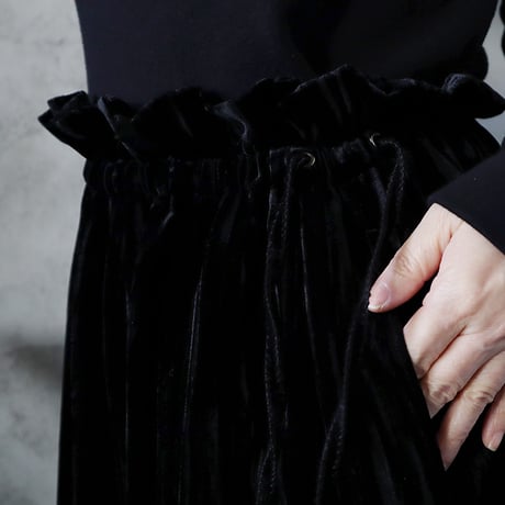 NOTA velvet long skirt (black)