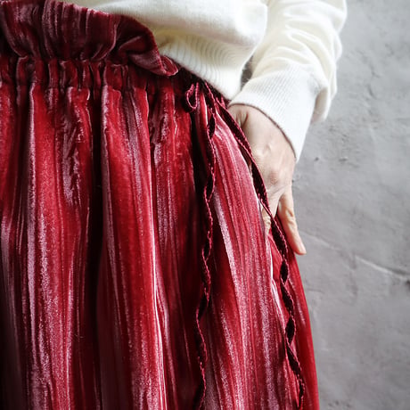 NOTA velvet long skirt (pinkred)