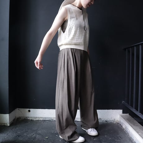 NOUVELLES DU PARADIS openwork knit vest (ivory)