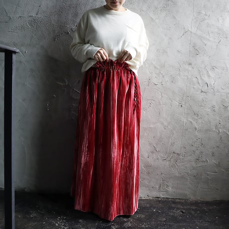 NOTA velvet long skirt (pinkred)
