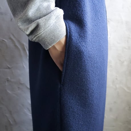 2B wool long gilet (navy)