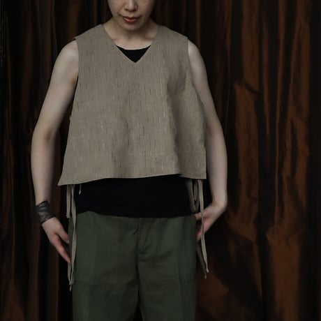 NOTA lace-up gillet (linen-stripe)