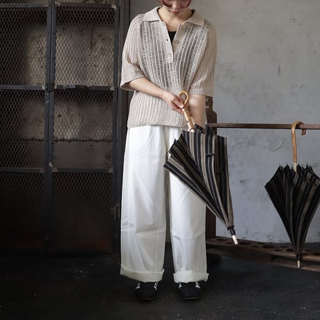 Tabrik parasol with bamboo ring (black x beige stripe)